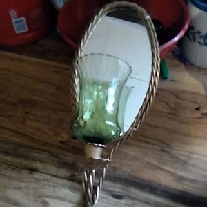 Home interior candle holder with mirror